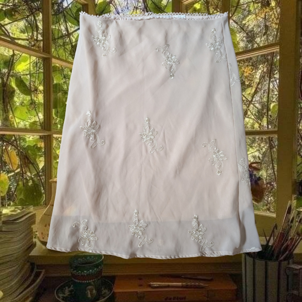 Cream Embroidered Skirt